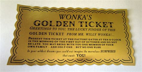Chocolate Factory Golden Ticket Prop Replica classic - Etsy UK