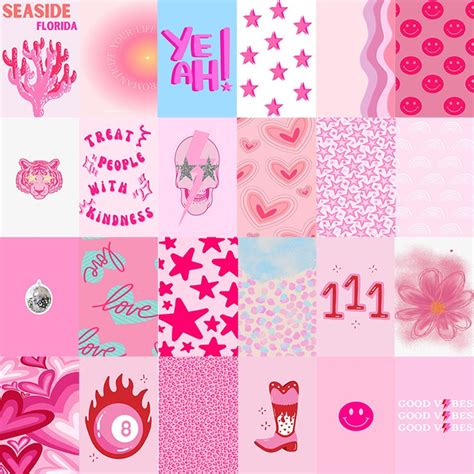 Pink Preppy Aesthetic Wall Collage Kit Preppy Pink Room Etsy