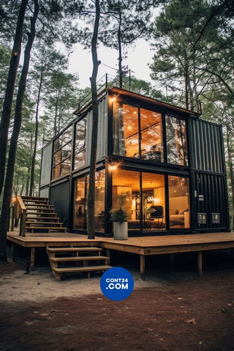 A House Made Out Of Shipping Containers In The Woods