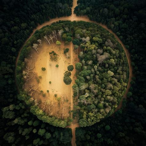 Premium Photo Aerial View Of An Area Of Deforestation Generative Ai