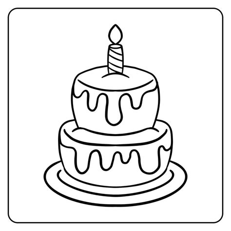 Birthday Cake Black And White Coloring Page