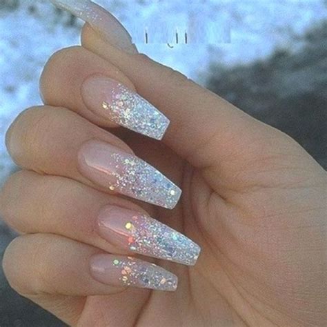 Cute Nails Styles Clear Glitter Nails Ombre Acrylic Nails Sparkly