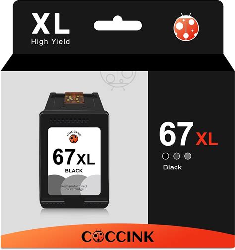 Coccink 67xl Black Ink Cartridge Repacement For Hp 67 For Deskjet 2800e 2842e 2855e 4255e Envy