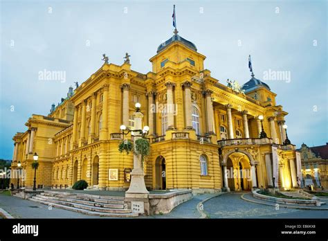 Croatian National Theatre In Marshall Tito Square Zagreb Croatia Stock