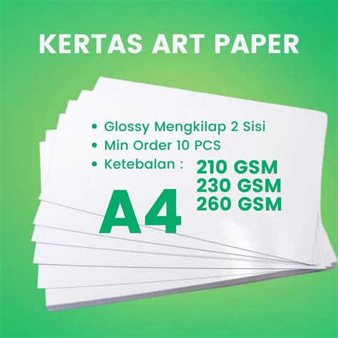 Jual Kertas Art Paper Art Carton Gsm Glossy A F Shopee