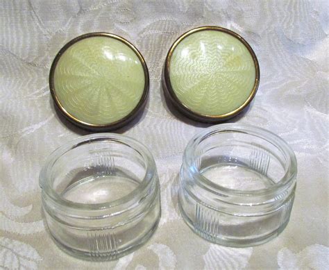 Vintage Vanity Jar Set Art Deco Powder Jars 1940s Guilloche Celluloid Power Of One Designs