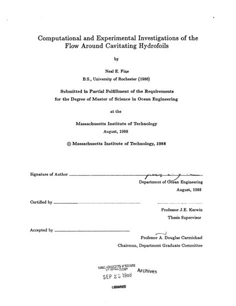 Of Flow Around Cavitating Hydrofoils