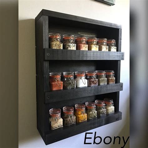 Spice Rack Wall Mounted Spice Shelves Kitchen Spice Etsy Wall