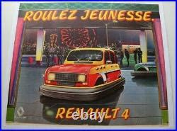 Affiche Ancienne Originale Concession Renault 4 4l Roulez Jeunesse