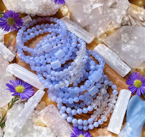 Aura Cleanse Aaa Selenite Aaa Blue Lace Agate Bracelet Blue Lace