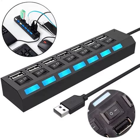 Hub Usb 7 Portas Chave Seletora 2 0 Extensor High Speed MercadoLivre