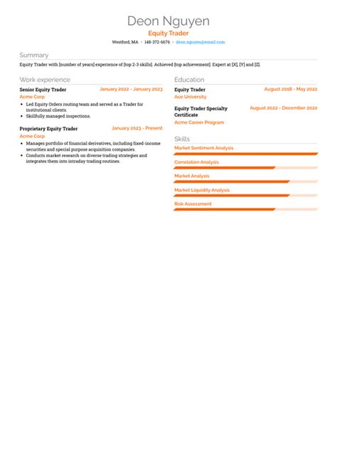 Equity Trader Resume Examples And Templates