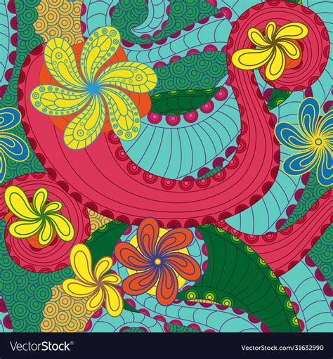 Colourful Seamless Pattern With Floral Elements Vector Image