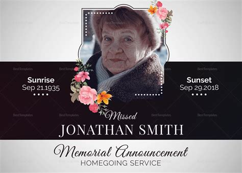 Death and Funeral Announcement Template in Adobe Photoshop, Microsoft Word