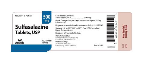 Rx Item Sulfasalazine 500mg Tab 500 By Actavis Pharma