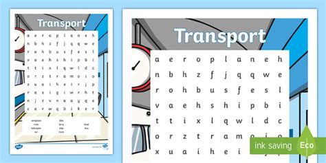 Transport Wordsearch Professor Feito Twinkl