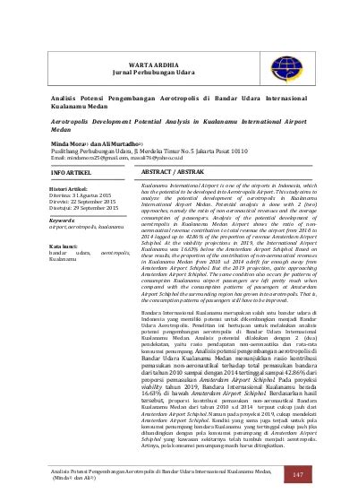 WARTA ARDHIA Jurnal Perhubungan Udara Analisis Potensi Pengembangan