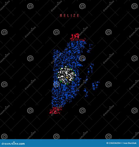 Belize Flag Map, Chaotic Particles Pattern in the Belizean Flag Colors ...