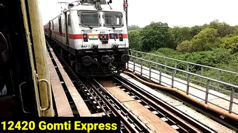 12420 Standing On Yamuna River Local Train Crossed Gomti Express At