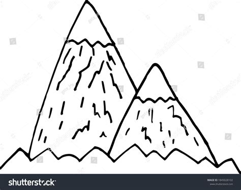 Mountains Sketch Hand Drawn Doodle Single Stock Vector Royalty Free