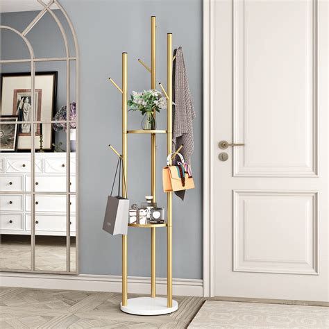 Doorxifo Metal Gold Coat Rack Freestanding Coat Hanger Stand Hall Tree Coat Rack For Hanging