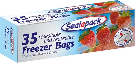 Sealapack Food And Freezer Bags Resealable And Reuseable Pack Of 35 Bags