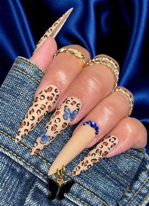 28 Trendy Brown Nail Designs 2021 Leopard Print Stiletto Nails With