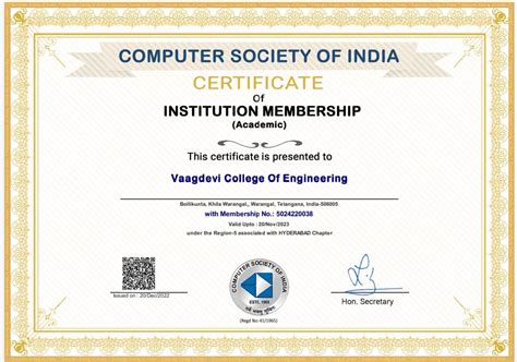 Csi Awards Achievements Vaagdevi College Of Engineering