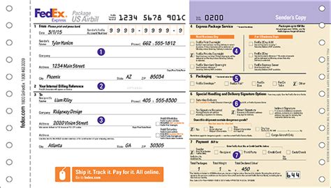 Fedex U S Airbill Form Printable Printable Forms Free Online