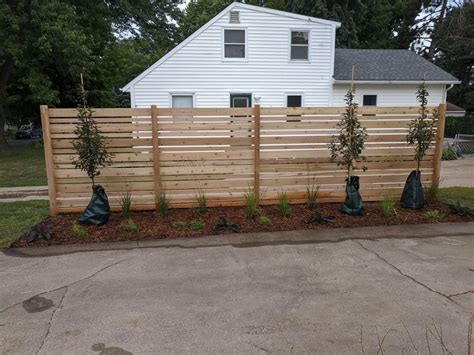 Cedar Alternating Horizontal Board Screen Fence Construction Trellis