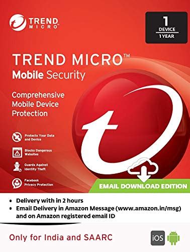 Trend Micro Mobile Security Latest Version 1 User 1 Year Email