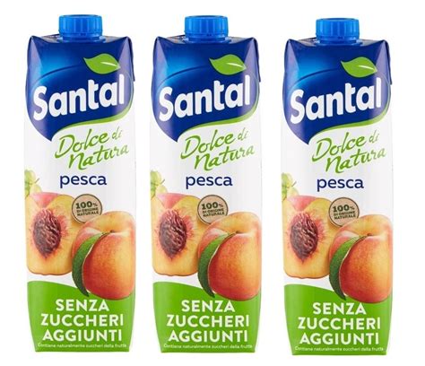 3x Parmalat Santal Succo Di Frutta Pesca Dolce Di Natura Zero Zuccheri