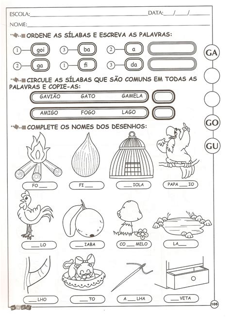 Paraíso Da Alfabetização Atividades De Alfabetização Com A Letra G
