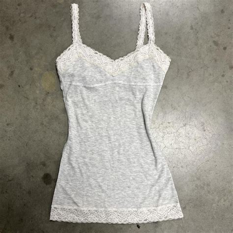 S Abercrombie And Fitch Grey Lace Tank Top Size Depop