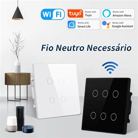 Brazil Tuya Wifi Smart Light Switch 6 Gang Touch Wall Switches 110v