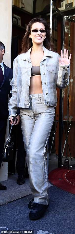 Bella Hadid Flashes Taut Midriff In Daring Organza Coords In Paris