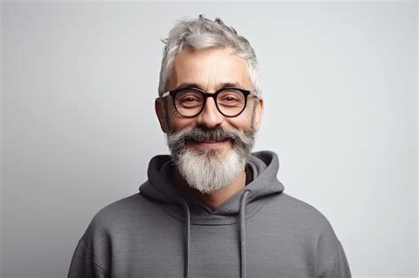 Premium Ai Image A Man With Glasses And A Beard Wearing A Hoodie