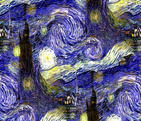 Van Gogh Starry Night Fabric Mandamacabre Spoonflower