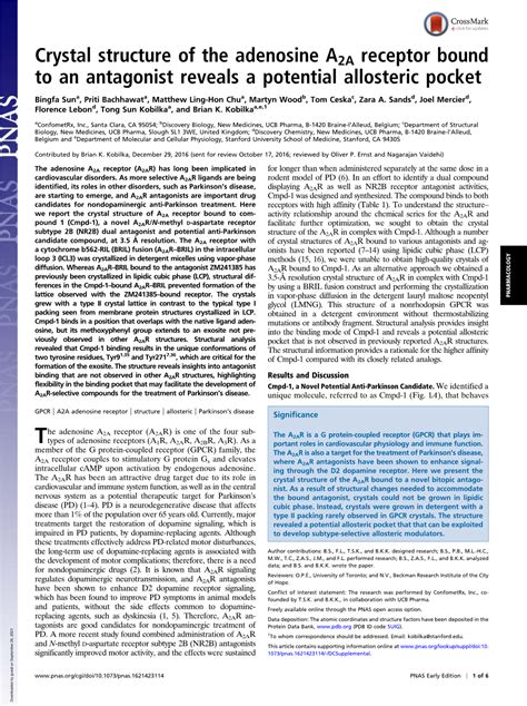 Crystal Structure Of The Adenosine A2A Receptor Bound To An Antagonist