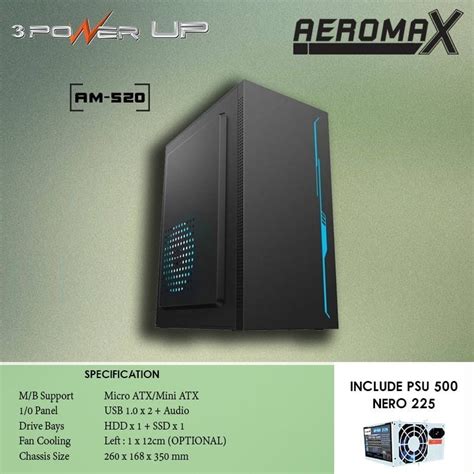 Jual Casing Pc Power Up Aeromax Am With Psu W M Atx Case