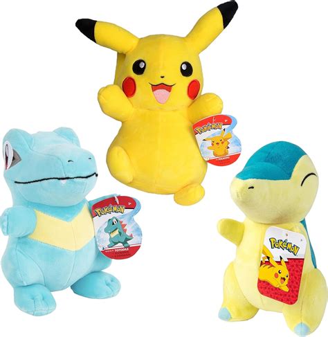 Pok Mon Pikachu Cyndaquil Totodile Plush Paquete De Unidades Oro