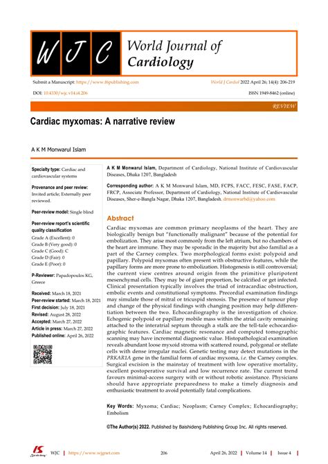 PDF Cardiac Myxomas A Narrative Review