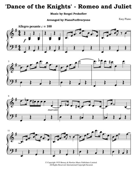 Dance Of The Knights Arr Pianoforeveryone By Sergei Prokofiev Sheet Music For Piano Solo At