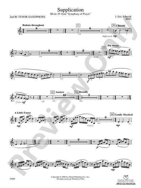 Supplication 2nd B Flat Tenor Saxophone 2nd B Flat Tenor Saxophone Part Digital Sheet Music