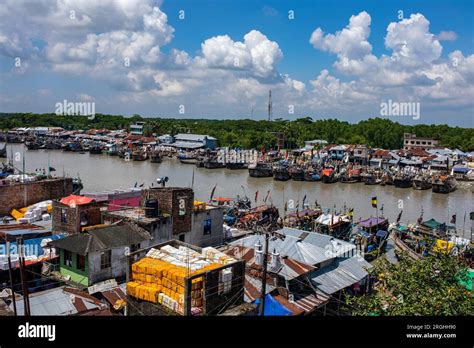 Aerial View Of The Alipur Fish Landing Station On The Bank Of Shibbaria