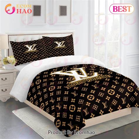 Comforter Sets Golden Logo White Full Louis Vuitton Bedding Set Ecomhao Store