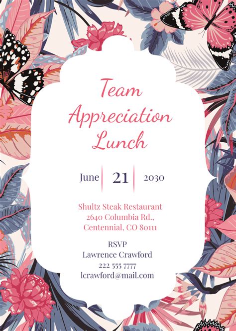 Free Team Appreciation Lunch Invitation Template Edit Online