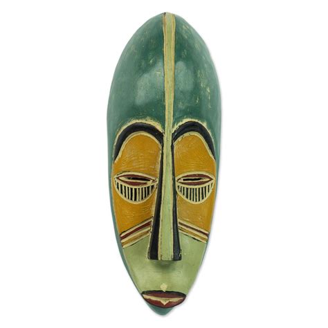 UNICEF Market | Hand Carved Painted Rubberwood Mask from Ghana - Bring Good News