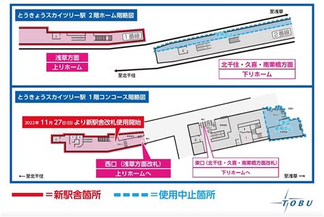 上下線の改札が別々に、東武 とうきょうスカイツリー駅 1127から新駅舎使用開始 レイルラボ ニュース