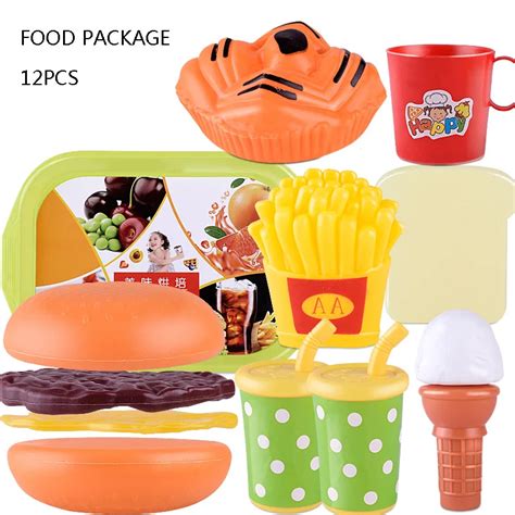 Children Food Kitchen Toys Pizza Hamburger Bread Fast Food Pretend Play ...